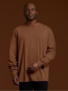 Nuuds Men's Long-Sleeve Crewneck Shirt - Brown L